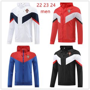 23 24 Portekiz Erkek Hoodies Rüzgar Break 2023 2024 Futbolcu Portekiz Yüksek Kaliteli Zip Yuvarlak Boyun Gündelik Harajuku Moda Dövüş Ceketleri Windbreaker Coats Dış We