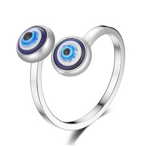 Band ringar onda ögon midring rostfritt stål öppet justerbart blå ögon mode smycken droppleverans smycken ring dhxrl