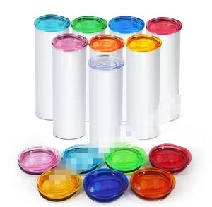 Colored Replacement slid lids for 20oz skinny 16oz 20oz 25oz glass tumbler Plastic sealing lid PP material Spill Proof Splash Resistant cover for straight cup