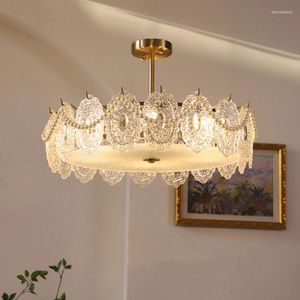 Chandeliers Morden Carved Glass Crystal Led Ceiling Luxury Pendant Lights For Living Room Dining Bedroom Home Decor Hanging Lamp