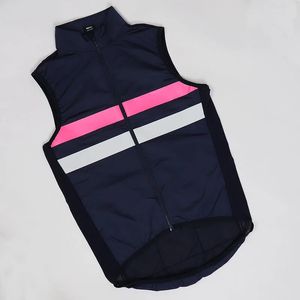 Cycling Shirts Tops In stock Navy High visibility reflective windproof cycling gilet men or women cycling windbreaker vest with back pocket 231124
