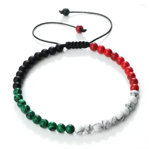 Strand 4mm pärlstav justerbar armband palestin flagga färg röd blå vit natursten land flaggor vävda armband mode smycken