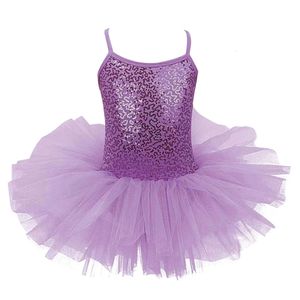 Girl's Dresses Kids Girls Professional Ballet Tutu Dress paljetter ärmlös gymnastik Träning Leotard Dance Dress Ballerina Costumes Dancewear 231124