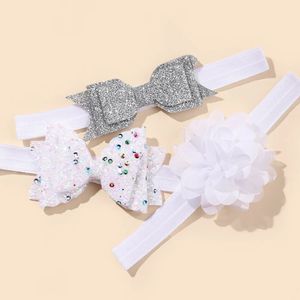 Shiny Sequin Bow Chiffon Flower Newborn Toddler Baby Kids Headband Girls Children Photo Props Accessories Birthday Gift