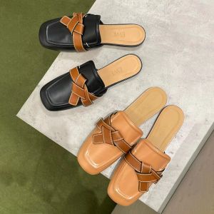 Gate Slipper fashion lady gift summer Flat heel loafer sandal Classic Casual Shoe mens Slide Genuine Leather Luxury Designer shoes beach Sliders Women outdoor Mule