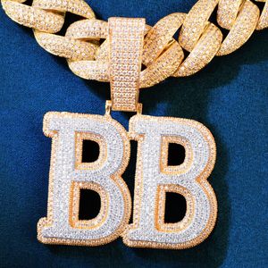 Neue trendige individuelle Schmuck Gold Silber voller Bling Iced Out CZ Buchstaben Anhänger Halskette Mode Männer Frauen Hiphop Schmuck mit 3 mm 24 Zoll Seilkette