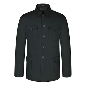 Mens Suits Blazers Kişilik Bahar Çin Etnik Siyah Mao Suit Ceket Mandarin Kanat Yaka Blazer Tunik Zarif Zhongshan Coat Man 231123