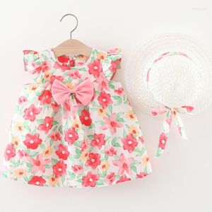 Sukienki dla dziewczynek 2PC/set Summer Baby Baby Truskawki Bower Bow Karot Toddler Kostum