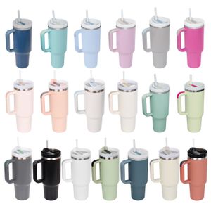 Stock warehouse 40oz Mugs Sublimation Tumbler With Handle Lids Straw Stainless Steel Coffee Big Capacity Beer Wine Water Bottle Camping Cup Drink 2 Generation sea B5