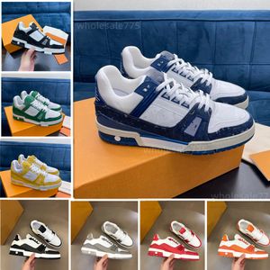 Tasarımcı Klasikler Sıradan Ayakkabı Erkekler Lüks Sneaker Trainer Virgil Calfskin Mektup Kaplar Deri Platform Düşük Denim Spor Kaykay Yüksek Kalite