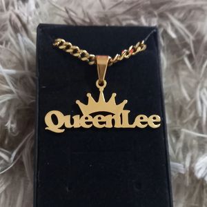 Pendant Necklaces Customized Activity Large Pendant Crown Name Necklace Stainless Steel Bead Chain Personalized Name Necklace Fashion Jewelry 231124