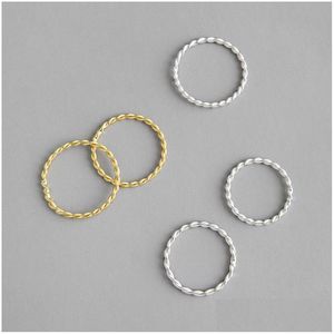 Charms New 100% 925 Sterling Sier Twist Rings For Women White Gold /18K Color Finger Ring Simple Fine Jewelry Drop Delivery Findings C Otkw7