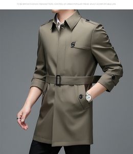 Nouveau printemps automne hommes longs couleur unie Trench manteaux qualité supérieure boutons mâle mode vêtements d'extérieur vestes coupe-vent pour garçons vestes