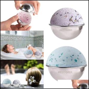 Wholesale Bath Accessory Set Bestomz 8Pcs Stainless Steel Bath Bomb Mold Diy Make Lush Bombs 6 5Cm/ 7Cm For Crafting