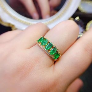 Cluster Rings Sterling Silver 925 Engagement Ring Luxury Generous Women's Gemstone Natural Topaz Emerald Ruby Original Date