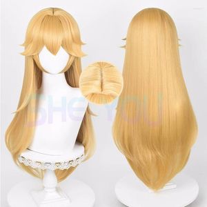 Party Supplies Prinzessin Peach Cosplay Perücke 75 cm lange gerade goldgelbe Anime-Perücken hitzebeständige Synthetik