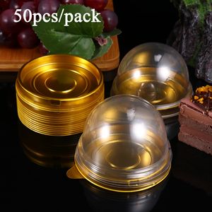 Förpackningslådor 50st Rensning av plastkakor och förpackningsbox Moon Cake Box Egg-Yolk Puff Blister Box Baking Decor Storage Container Dome Box 230424