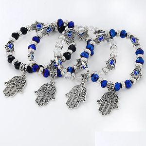 Kościki złe oko Bransoleta z koralika Bransoletka Mticolor Kulki Fatima Palm Charm Bracelets For Women Girl