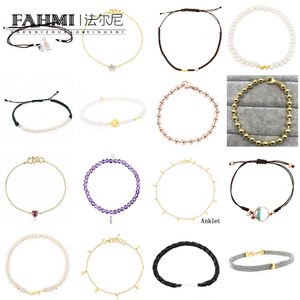 Fahmi Classic utsökta pärlspärrpärl Black Rope Armband Plain Circle Gold Bead Bear Armband bra hantverk, toppkvalitet