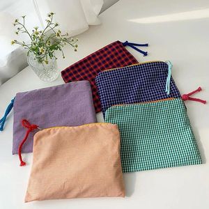 PLAID PENCIL CASE Makeup Bag dragkedja Pouch Simple Portable Large Capacity Storage Stationery