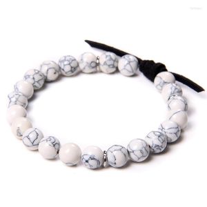 Strand Round Matte Onyx Stone Pärlor armband Män brun svart läder rep charm naturliga pärlor smycken kvinnor