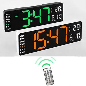 Zegary ścienne duże cyfrowe zegar ścienny pilot temperatury daty tydzień wyświetlacza Timer odliczanie zegara stołu Montowane na ścianie podwójne alarmy LED zegary LED 231123
