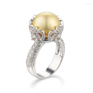 Cluster Rings 925 Sterling Sliver Fashion Ring Crown Shape Set With Nature White Pearl High End Fine Jewelry Rhodium Plating For Man