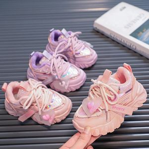 First Walkers Children Sneakers Lace Up Non Slip Kids Fashion Mesh Breattable Boys 2024 Autumn Casual Platform Girls Tennis Shoes 231123