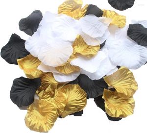 Dekorativa blommor 3000st Mixed Gold Black and White Rayon Rose Petals Retro Wedding Decoration