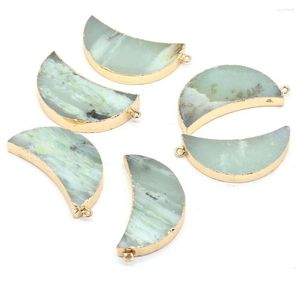 Pendant Necklaces Natural Stone Pendants Reiki Heal Moon Shape Amazonites Charms For Jewelry Making Diy Women Necklace Earrings Accessories