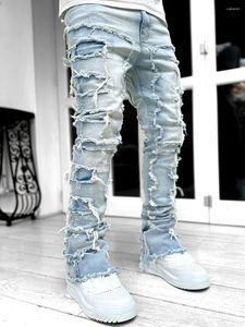 Jeans da uomo 2023 Casual Distressed Strappato Cool Slim Fit Tinta unita Pantaloni in denim elasticizzato Gamba dritta Pantaloni streetwear Stile