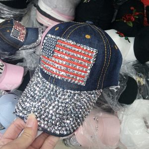 USA Flag Dot Diamond Cowboy Baseball Cap Spring Summer Washed Hat Fashion Outdoor Street Sun Cap HCS324