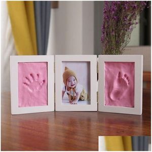 Сувениры на память Cute Baby Po Frame 3D Diy Отпечаток руки Сушка на воздухе Мягкая глина След Дети Литье рук Чернильная подушечка Отпечаток пальца Lj201215 Dro Otbno