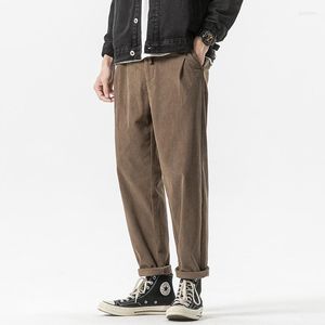 Herrbyxor khaki svart corduroy män smal mode casual rak japansk streetwear lös haren mens byxor m-5xl