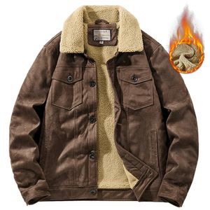 Giacche da uomo Giubbotto bomber in pelle scamosciata di velluto di lusso Uomo Autunno Inverno Cappotti caldi Cappotto in lana di agnello Spessa Giacche da pilota Vintage Parka Fahion Giacca a vento 231123