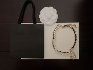 2023 Luxury design new black leather pearl bag necklace consistent with zp material women's fashion necklace
