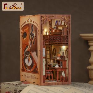 Doll House Accessories Cutebee Diy Book Nook Shelf Insert Kit Secret Rhythm Miniature Dollhouse With Touch Lights Möbler för barn födelsedagspresent 230424