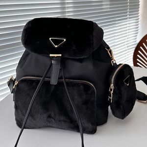 women Winter Backpack Designer Plush Bag Nylon Crossbody Handbag Fashion Shoulder Tote Women Purse Classic Flap school Handbags Large Capacity Backpacks