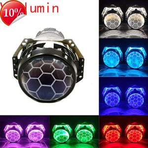 New 2PCs HD Blue Tape Dual Light Lens Car Headlight Fog Lamp Laser Super Bright 55W Red White Green Purple Blue