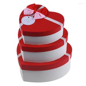 Gift Wrap 3Pcs Heart Shaped Case Bow-knot Box Exquisite Paper Present Boxes