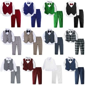 Dräkter Baby Boys Suit Set Smörjare Blazer Infant Wedding Suits Outfit Boy Baptism Doptuxedo Kids Christmas Formal Clothes Set 230424