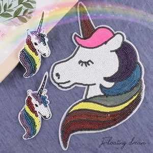 Unicorn Sequin Iron on Patches Large DIY Embroidered Patch Sew on Applique Decoration Clothing Jeans Bag Repair for Sweater Jackets Decor