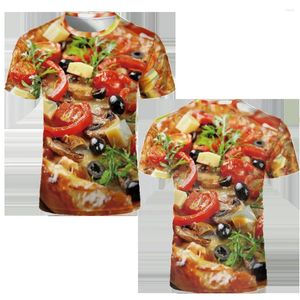 Homens camisetas Comida Hamburger Pizza 3D Impressão T-shirt Engraçado Streetwear Homens Mulher O-pescoço Verão Oversized Harajuku Tees Crianças Casual Tops