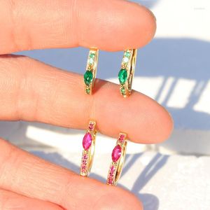Hoopörhängen Guldpläterad klipp för kvinnor Navy Green CZ Zircon Ear Cuff Women's 2023 Fashion Jewelry Wholesale