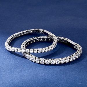 4-5MM 3A Cubic Zircon Stainless Steel Tennis Bracelet Full Iced Out Hip Hop Mens And Womens Crystal Wristband Hand Wrist Jewelry Rapper Bijoux Gift For Men Women