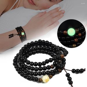 Charm Bilezikler 108 Dua Boncukları Tiger Göz Taşı Obsidian Bilezik Kolye Kristal Strand Mala Tespih Budist Buda Şanslı Musluk Mücevherat