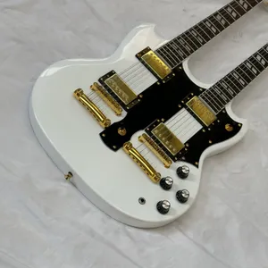 White Double Neck Electric Guitar Gis brand Gold Parts FREE SHIP