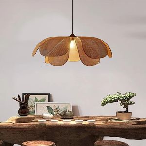 Novelty Items Rattan Flower chandelier rusticos Designer Handmade Woven Lampshade japanes style light Living Room Dining Lighting 231123