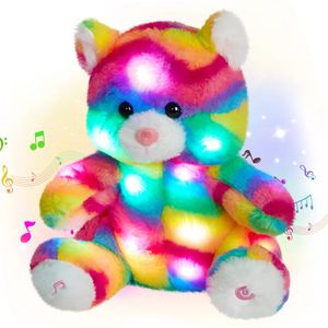 Plush Light Up Brinquedos Arco-íris LED Cat Doll Stuffed Animals Colorido Kitty Bonito Presente de Aniversário 28cm Brinquedos de Alta Qualidade para Meninas Crianças 231123