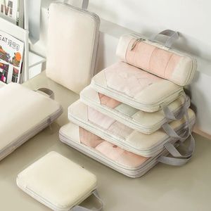 Bag Organizer 5PCS Compressed Packing Cubes Travel Storage Set Mesh Visual Luggage Portable Lightweight Suitcase 231123